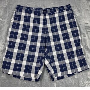Callaway Mens Plaid Golf Shorts Navy Blue White Checkered Performance Size 38